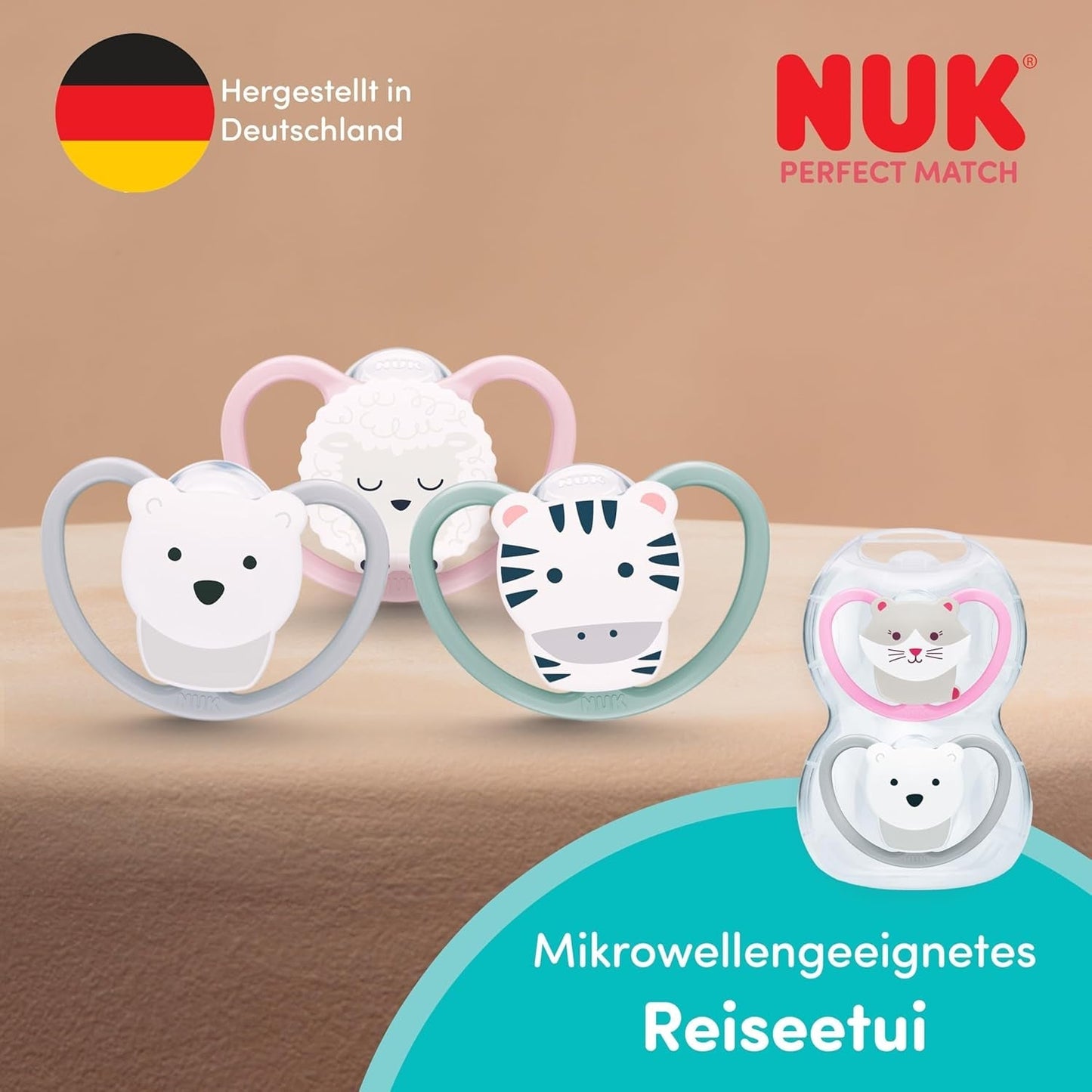 NUK Perfect Match Air Smoczki Nocne dla Niemowląt | 0-6 miesięcy | Świecące w ciemności smoczki, które wspomagają cyrkulację powietrza i zapobiegają ślinieniu się | 95% akceptacji przez dzieci** | Lew | Opakowanie 2