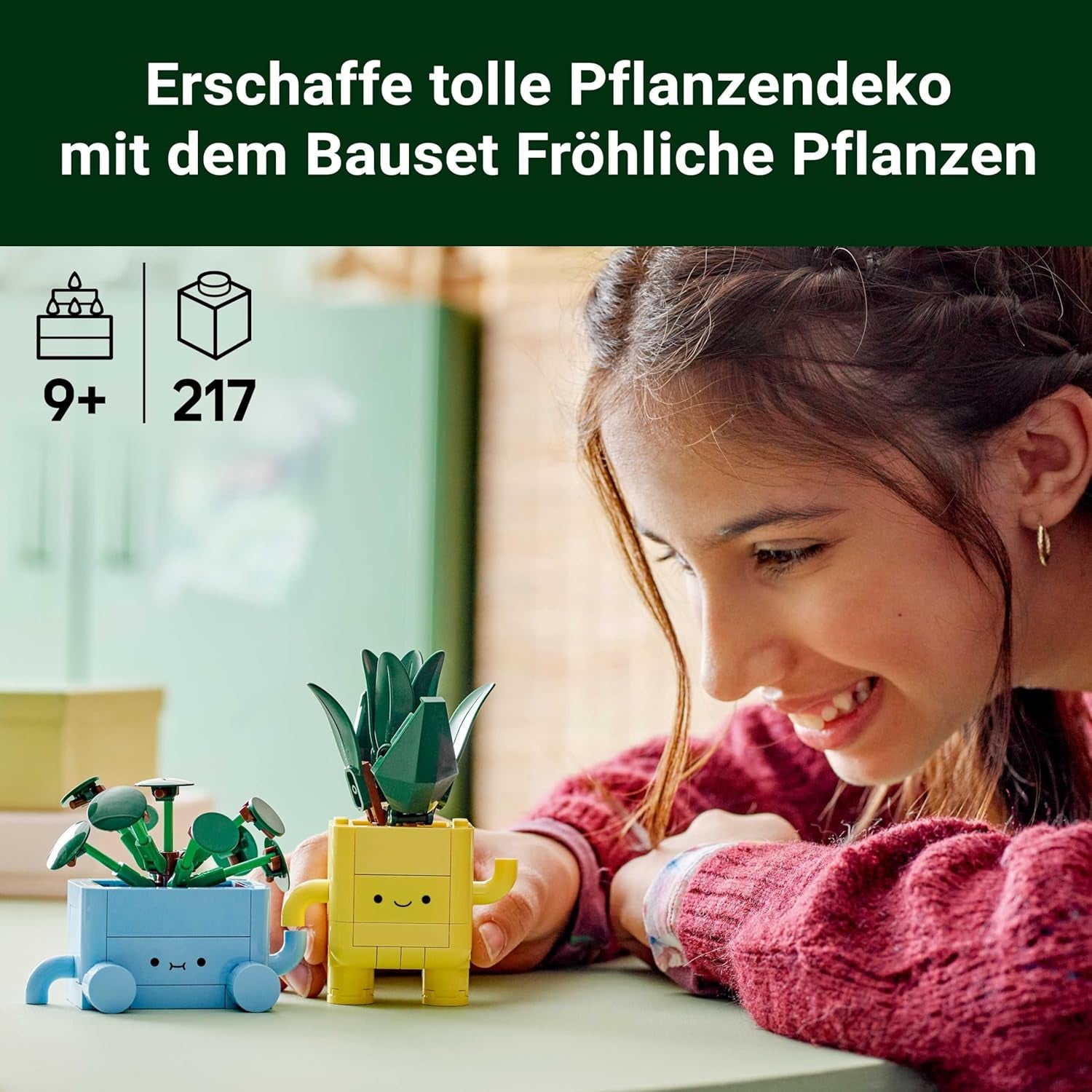 LEGO Botanicals Happy Plants — zestaw do samodzielnego montażu dla dzieci z 2 sztucznymi kwiatami i 2 kolorowymi doniczkami z kreskówkowymi twarzami — pomysł na prezent dla dziewczynek od 9 lat — 10349 Zestawy konstrukcyjne Besuche w sklepie LEGO