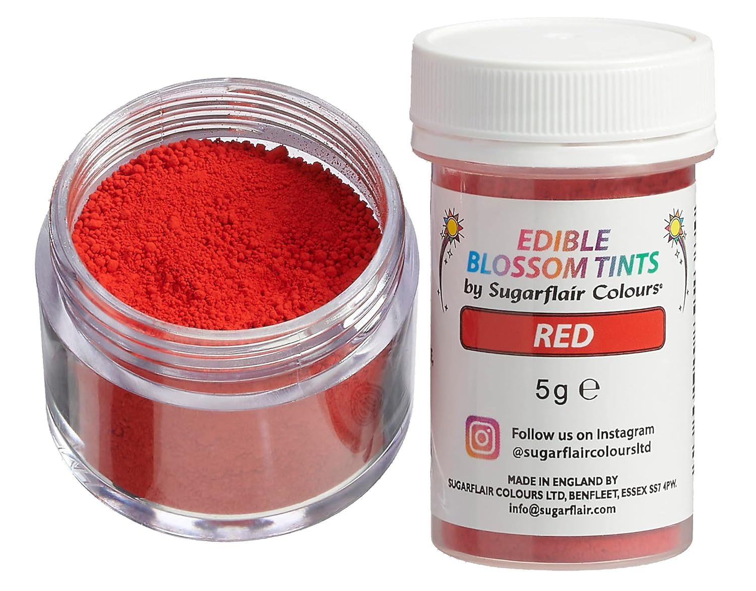 Sugarflair Blossom Tint Dust Red - Barwnik spożywczy w proszku do dekoracji ciast, fondantów, lukrów, czekolady, kremu maślanego, makaroników i nie tylko - 5G