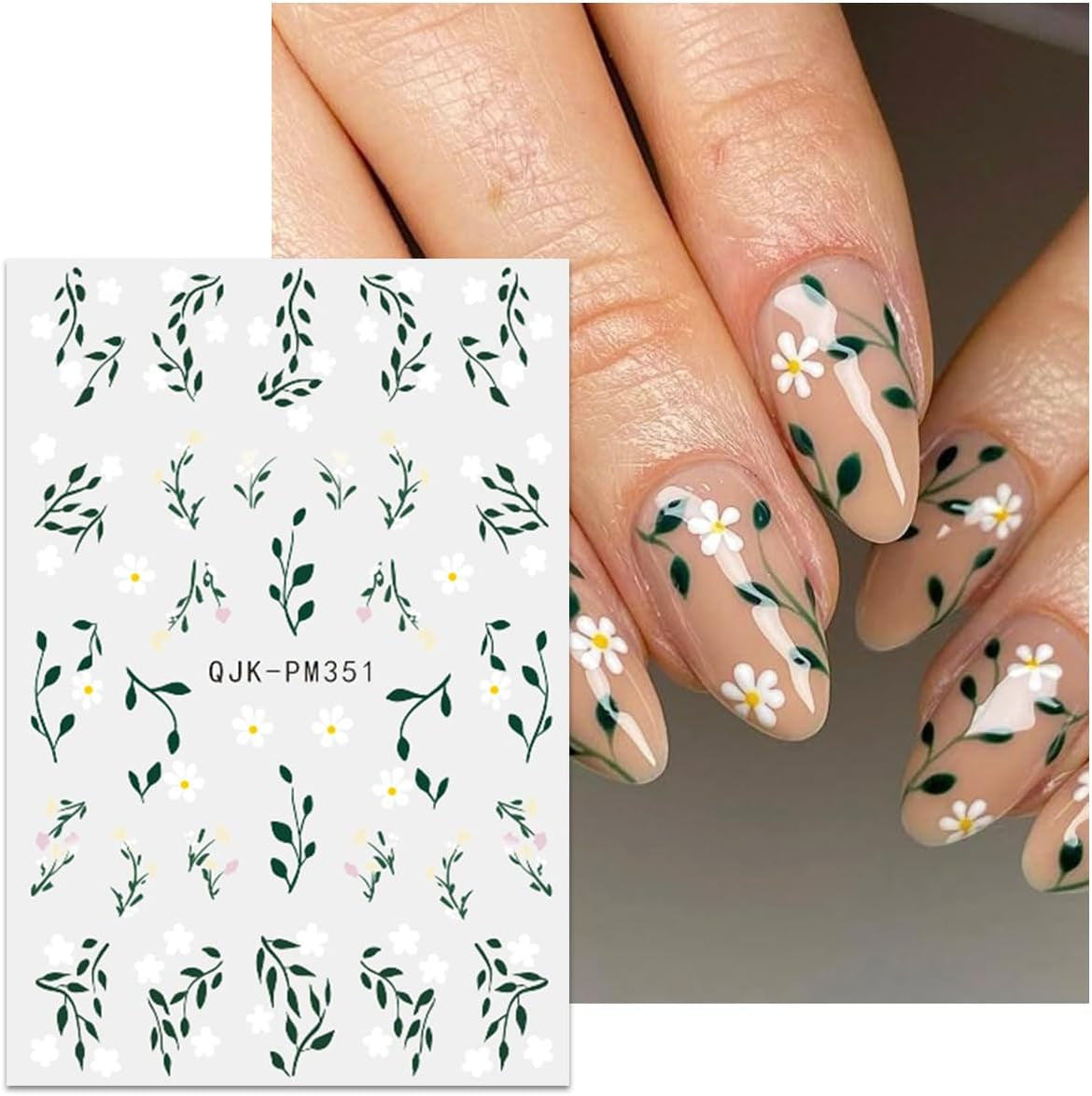 JMEOWIO Nagelsticker Bunte Blumen 9 Blatt Nail Art Naklejka Selbstklebend Nagelaufkleber Frühling Sommer Blumen Dekoration Nageldesign Zubehör