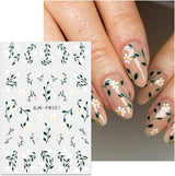 JMEOWIO Nagelsticker Bunte Blumen 9 Blatt Nail Art Naklejka Selbstklebend Nagelaufkleber Frühling Sommer Blumen Dekoration Nageldesign Zubehör