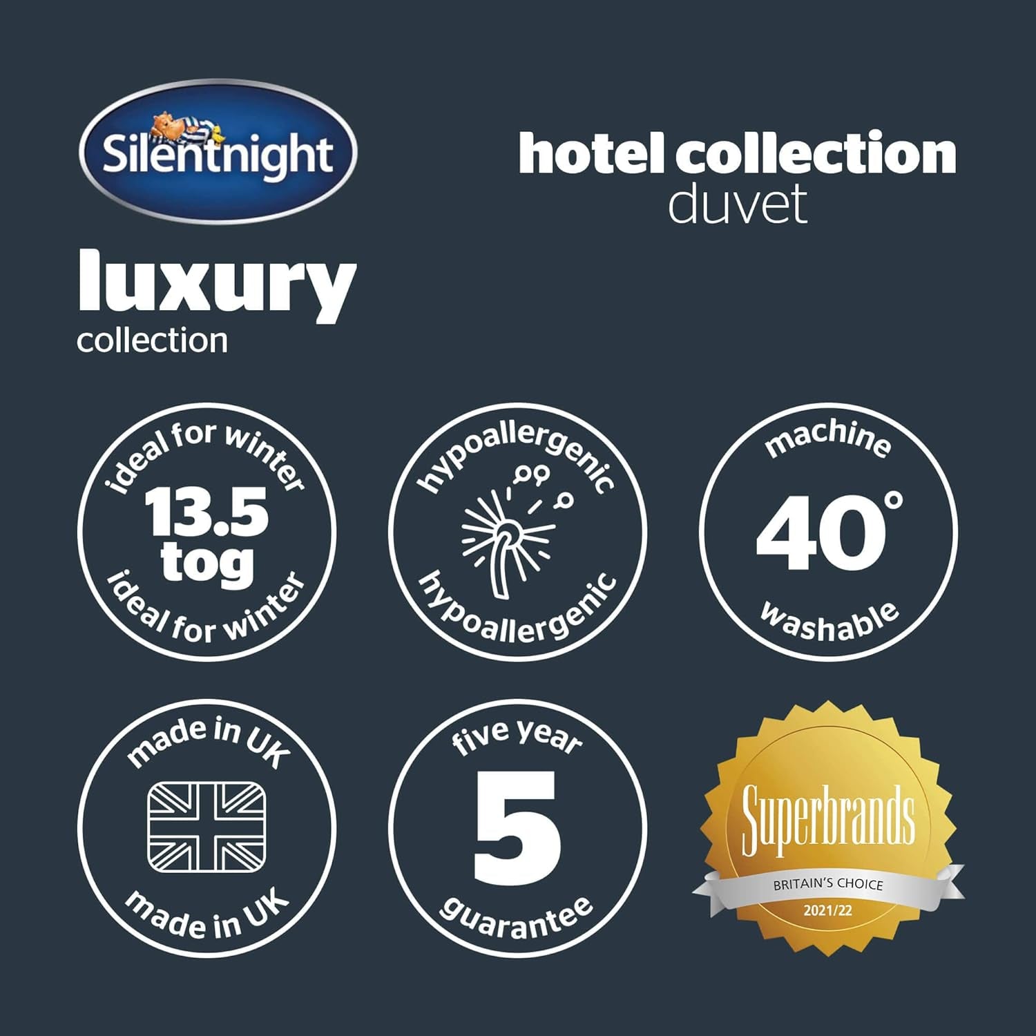Kolekcja hotelowa Silentnight Duvet, 13,5 tog, poliester, biały, Super King Kołdry i kołdry Naty Shop