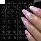 6 arkuszy Szablon aerografu Naklejki na paznokcie, Motyl Płomień Gwiazdy Serce Gwiazdy Naklejki na paznokcie Szablon do drukowania Narzędzie Nail Art Samoprzylepne naklejki dla kobiet Naklejki do zdobienia paznokci