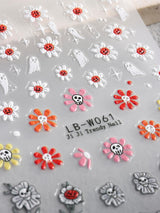 JMEOWIO Nagelsticker Halloween 9 Blatt Nail Art Naklejka Selbstklebend Nagelaufkleber Süße Geisterblume Dekoration Nageldesign Zubehör
