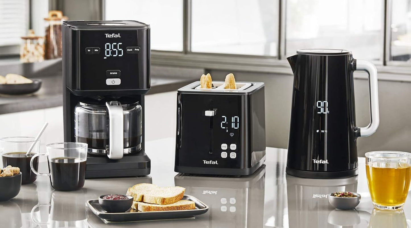 Ekspres do kawy Tefal Smart'n Light z timerem, ekspres do kawy z programowalnym filtrem 1,25 l, funkcja aromatu zapewniająca intensywny aromat, funkcja utrzymywania ciepła, zabezpieczenie przed kapaniem i łatwe czyszczenie, czarny