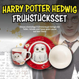 3-częściowy zestaw zastawy stołowej Harry Potter w kolorze czerwonym, porcelanowy zestaw śniadaniowy z talerzem Ø 19 cm, kubkiem 220 ml i miską 330 ml, kompletem zastawy stołowej