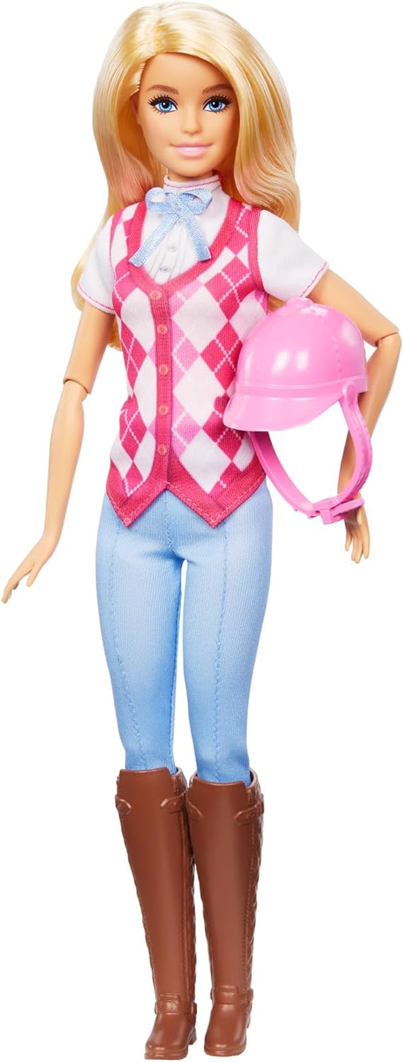 Lalka Barbie Malibu i akcesoria z filmu Barbie Mysteries: The Secret Horse Adventure, w tym modna lalka, odpinany strój do jazdy konnej i kask, HXJ38