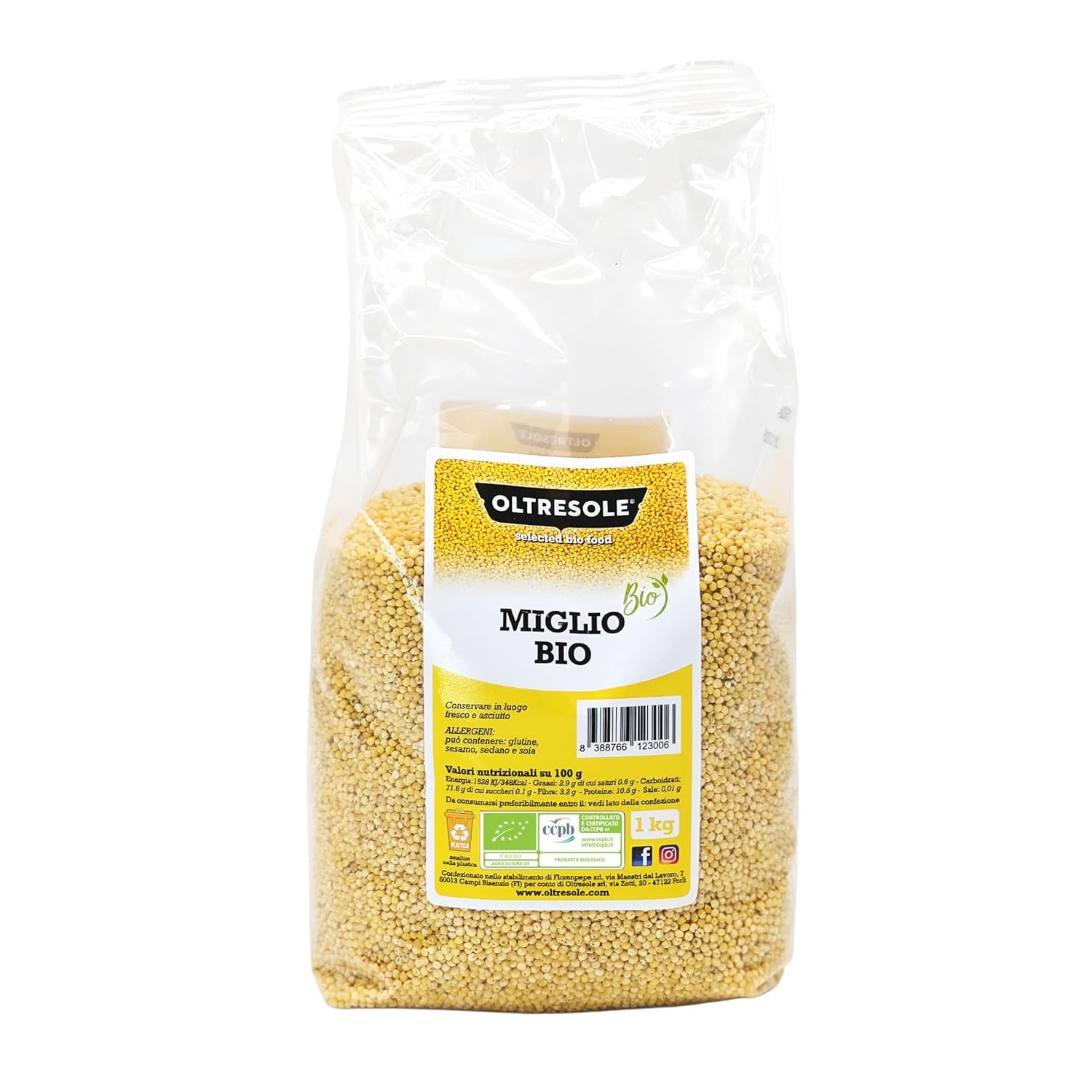 Ekologiczne proso 1 kg, organiczne ziarno bogate w błonnik i minerały, proso żółte do spożycia, opakowanie idealne dla rodziny