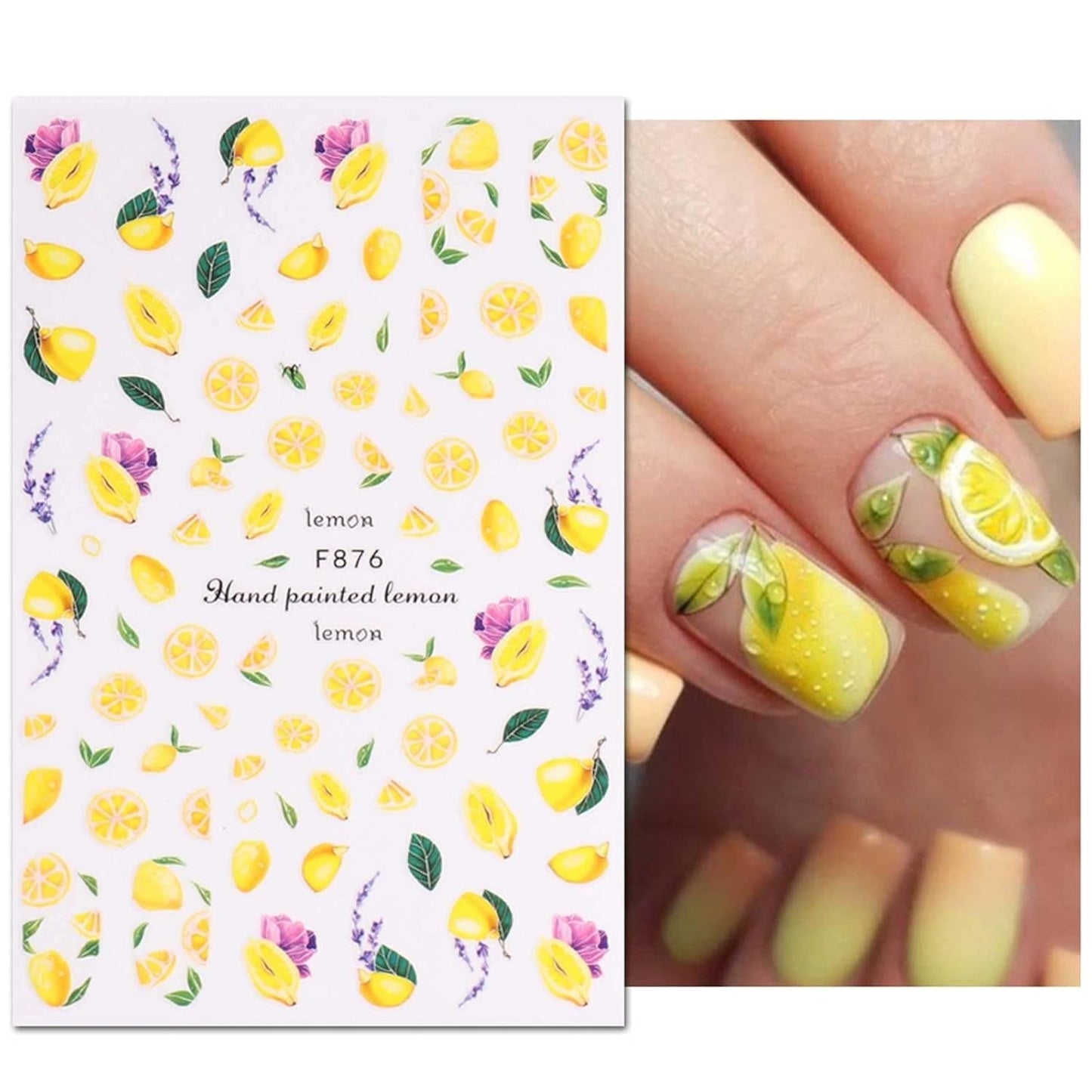 JMEOWIO Nagelsticker Sommer Frucht 9 Blatt Nail Art Naklejka Selbstklebend Nagelaufkleber Zitronen Dekoration Nageldesign Zubehör
