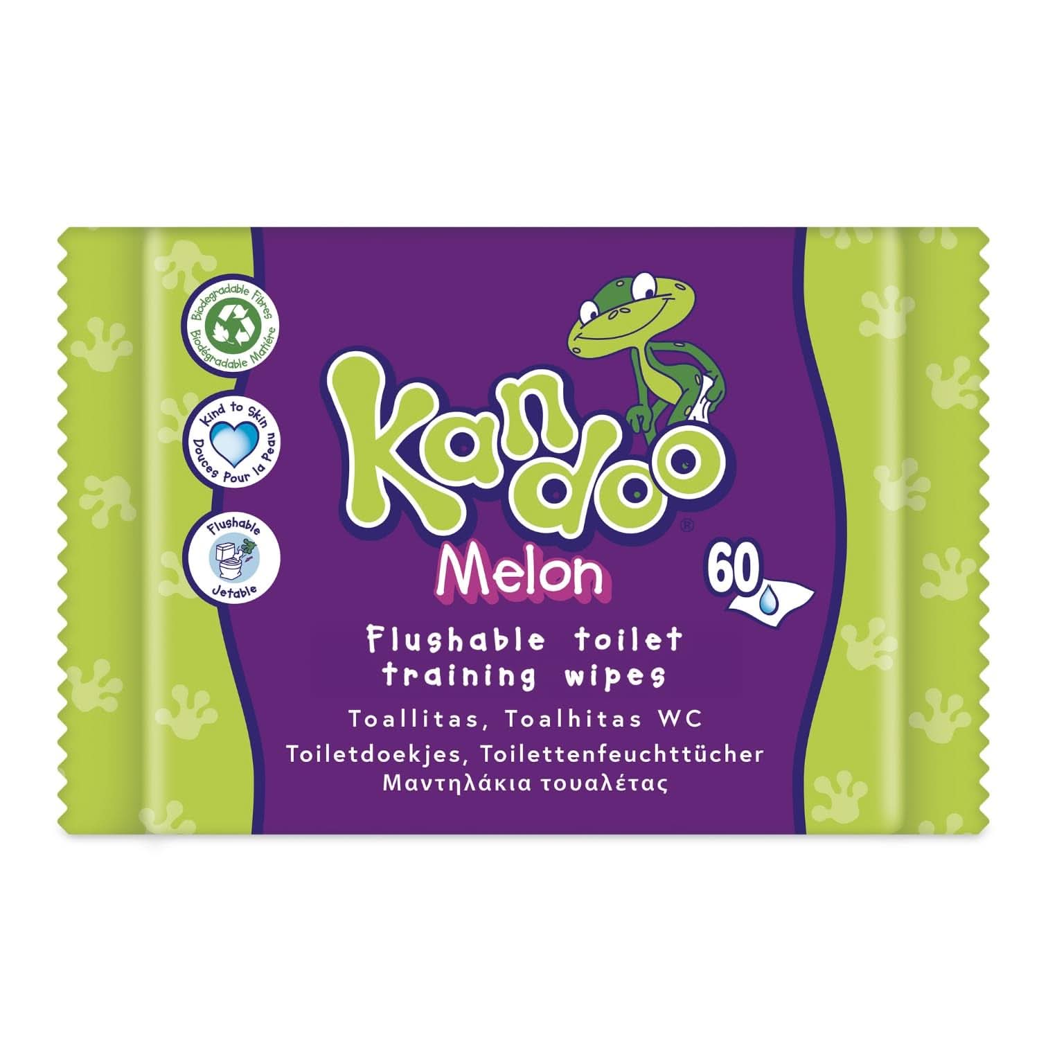 Melon Feuchttücher - Spülbar - Aus 95% Wasser - Parfümfrei - Plastikfrei - Dermatologisch Getestet - Feuchtes Toilettenpapier Aus 100% Pflanzlichem Cellulosematerial - 60 Tücher Naty Shop 60 Stück (opakowanie 12Er) Melon