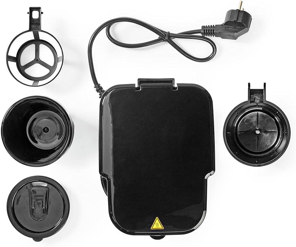Espressor NEDIS - Kawa filtrowana - 0,4 l - 1 filiżanka - Timer - Czarny / Srebrny