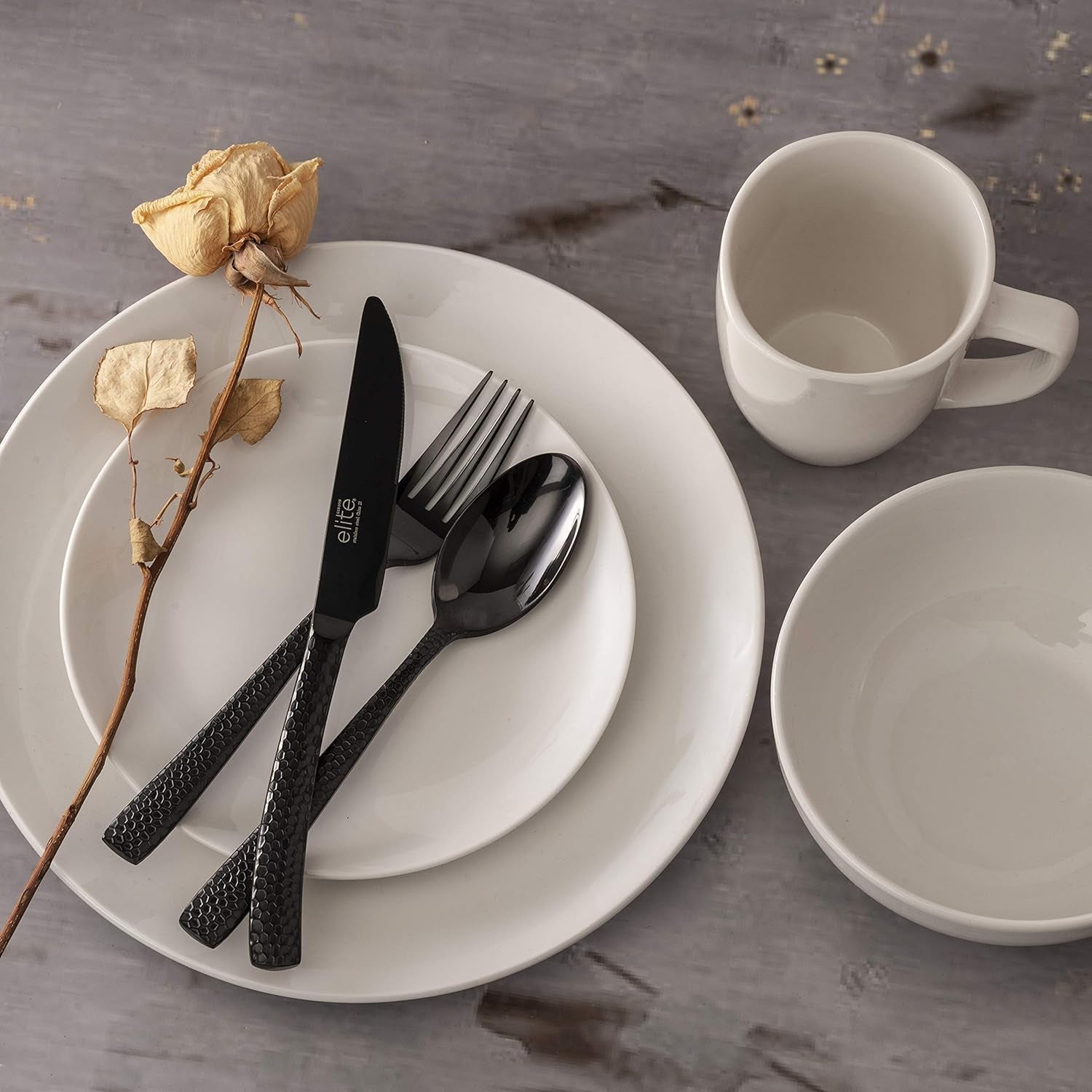 Zestaw porcelanowych naczyń obiadowych Zen w formie bufetu, serwis na 6 osób (30 sztuk), biały (filiżanki)