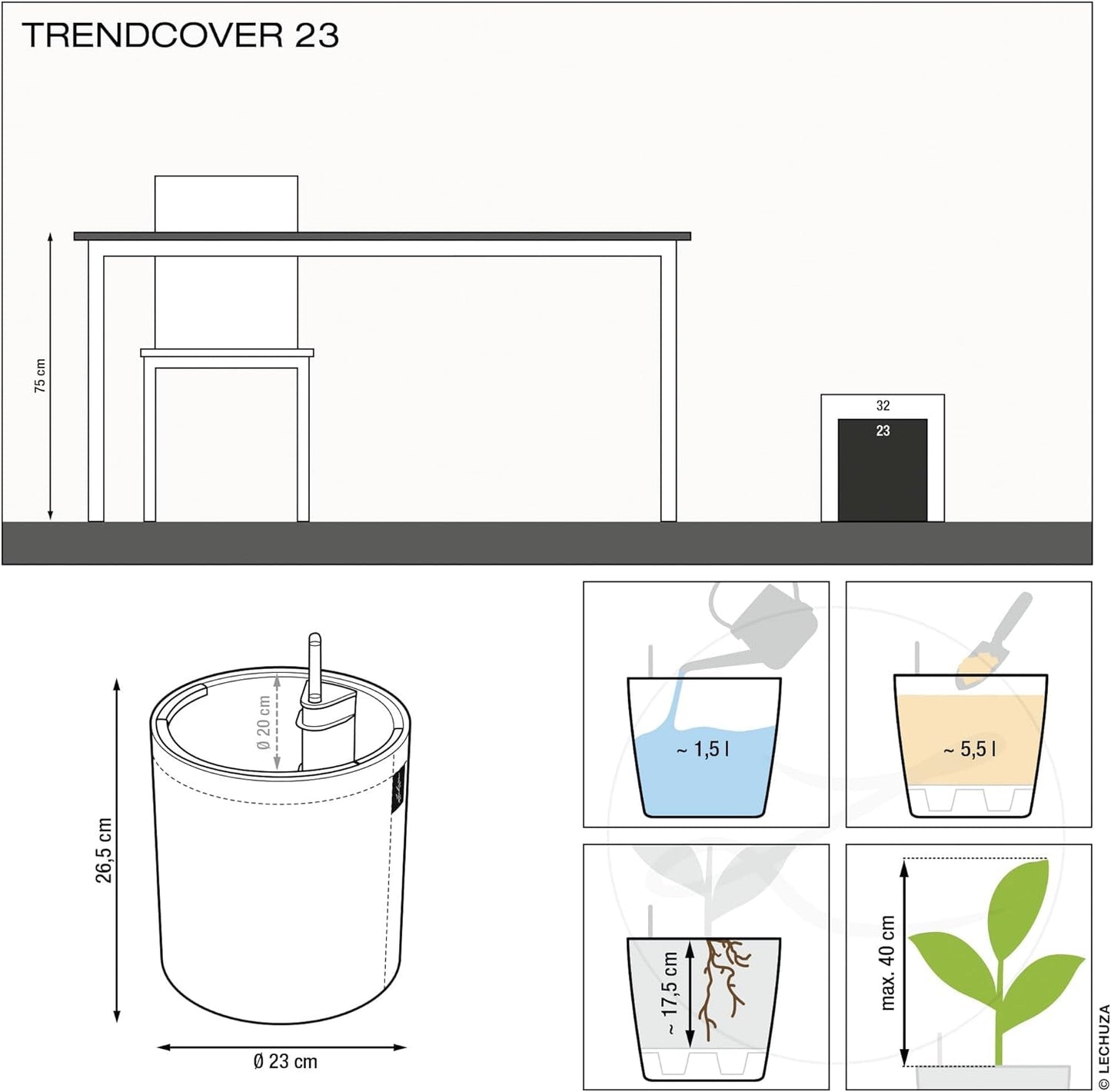 LECHUZA TRENDCOVER 23 Naturalny ciemny korek 14181
