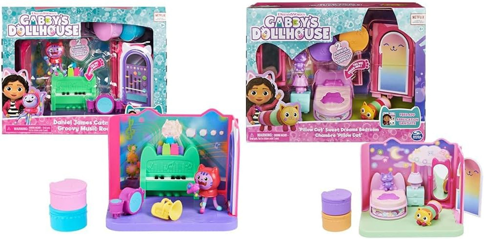 Gabby Dollhouse Deluxe Room Groovy Music Room i Deluxe Sweet Dreams Fluffy Cat Bedroom