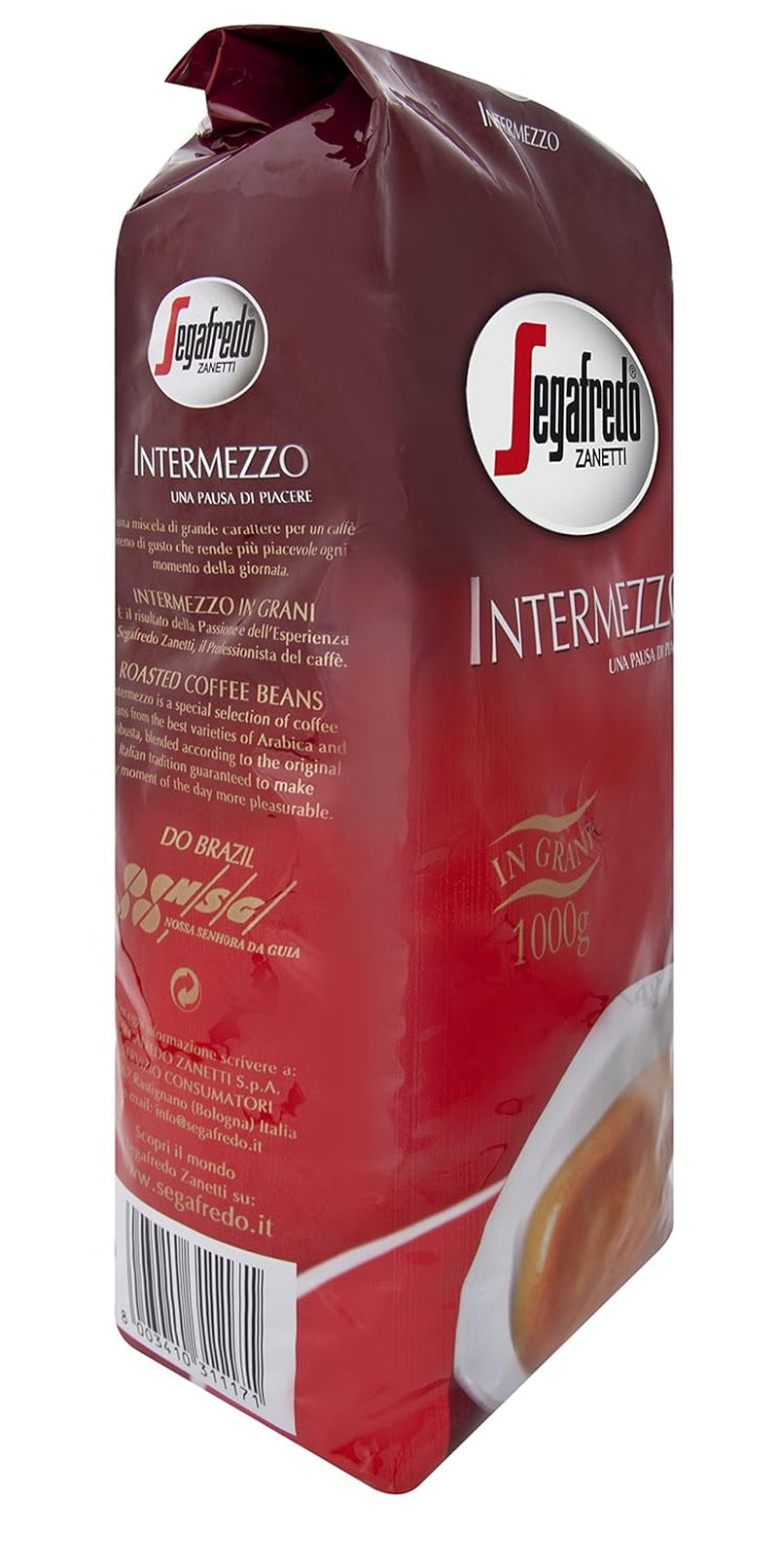 Segafredo Zanetti Intermezzo - Całe ziarna (opakowanie 1 kg) - Geeignet für alle italienschen Kaffeespezialitäten - Kaffeebohnen mit mitteller Röstung, stark und vollmundig im Gesmack