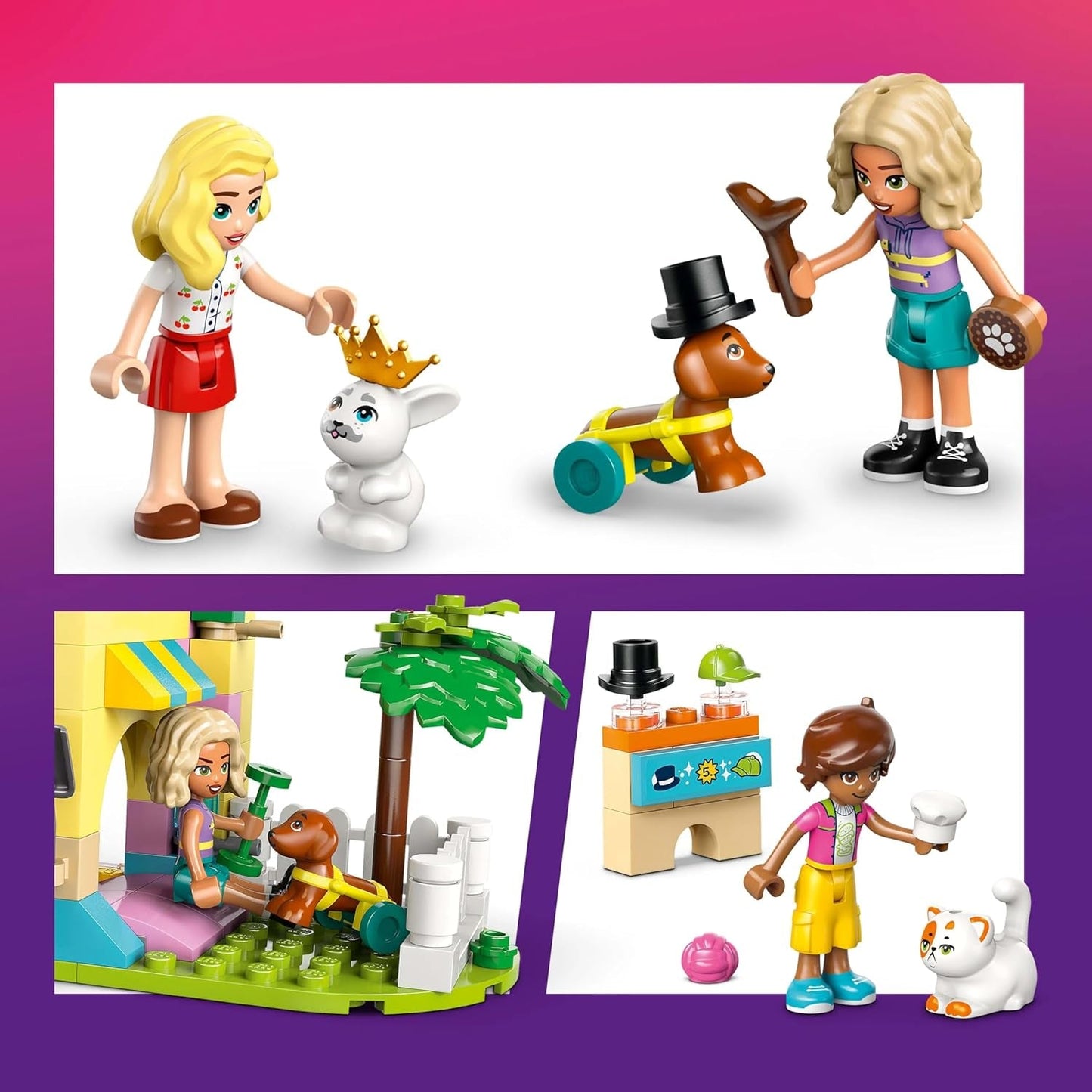 LEGO Friends Sklep z akcesoriami dla zwierząt Zestaw do zabawy w udawanie Zabawka edukacyjna dla 6-letnich dziewczynek 3 minifigurki i 3 figurki zwierząt Kot Pies Królik Pomysł na prezent dla dzieci 42650 Zestawy do budowania Besuche den LEGO-Store