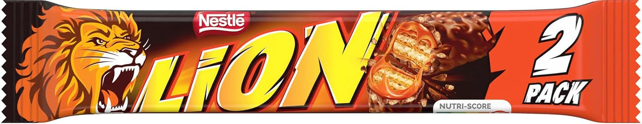 Nestlé LION Batonik czekoladowy z karmelem, chrupiąca przekąska, chrupiąca czekolada i chrupiące chipsy, nadzienie karmelowe, wyjątkowe doznania kulinarne, opakowanie zbiorcze, 28 opakowań (2 x 30 g każde)
