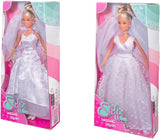 Simba 105733414 - Suknia ślubna Steffi Love, różne 2 wzory, w zestawie tylko jeden przedmiot, lalka w pięknej sukni ślubnej, 29 cm, wiek 3+