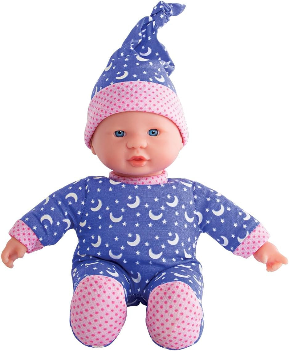 Simba 105010010 - Laura Little Star Lalka o miękkim ciele w słodkiej sukience i kapeluszu z błyszczącymi księżycami i gwiazdami 20 cm lalka niemowlęca świecąca w ciemności na 12 miesięcy + Blue Naty Shop Dolls Domyślny tytuł