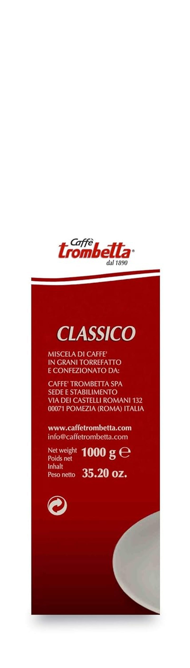 Caffè Trombetta Italien Kaffee Geröstete Kaffeebohnen, klasyczna. Eine perfekte Harmonie zwischen Aroma und Körper - 1 kg