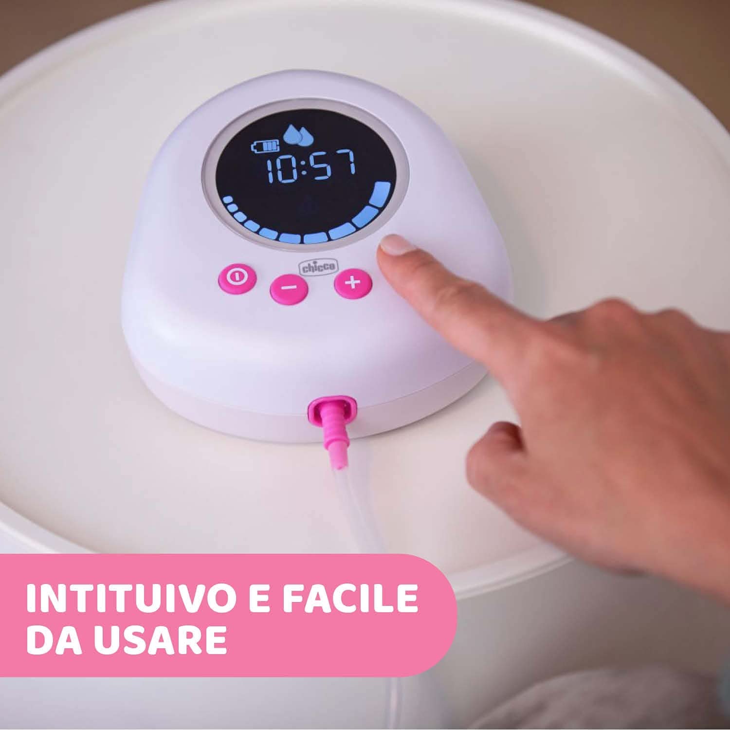Laktator elektryczny Chicco z fazami stymulacji i ekstrakcji, 10 poziomów intensywności, wygodny i szybki, ergonomiczny kształt, z pochylonym smoczkiem i szczelną nasadką, biały, 150 ml Akcesoria Żywność i karmienie piersią Bebe Naty Shop