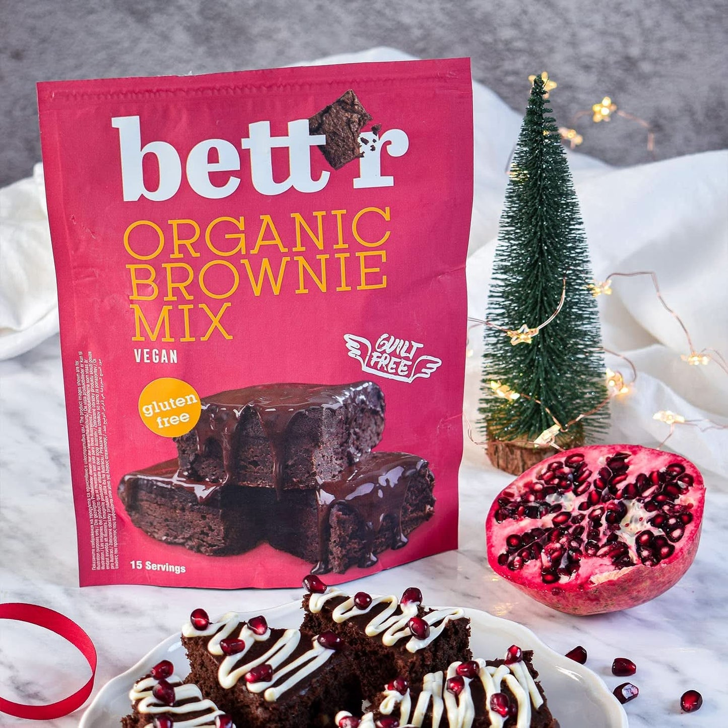 Bettr Organic Brownie Mix - Organiczne, wegańskie i bezglutenowe ciasteczka o bogatym smaku kakaowym, 6 x 400 gramów Kitchen Naty Shop
