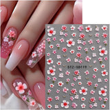 JMEOWIO 3D Nagelsticker Blume Nail Art Naklejka Selbstklebend Nagelaufkleber 5D Stereoskopisch Frühling Letnia dekoracja kwiatowa Nageldesign Zubehör 4 Blatt