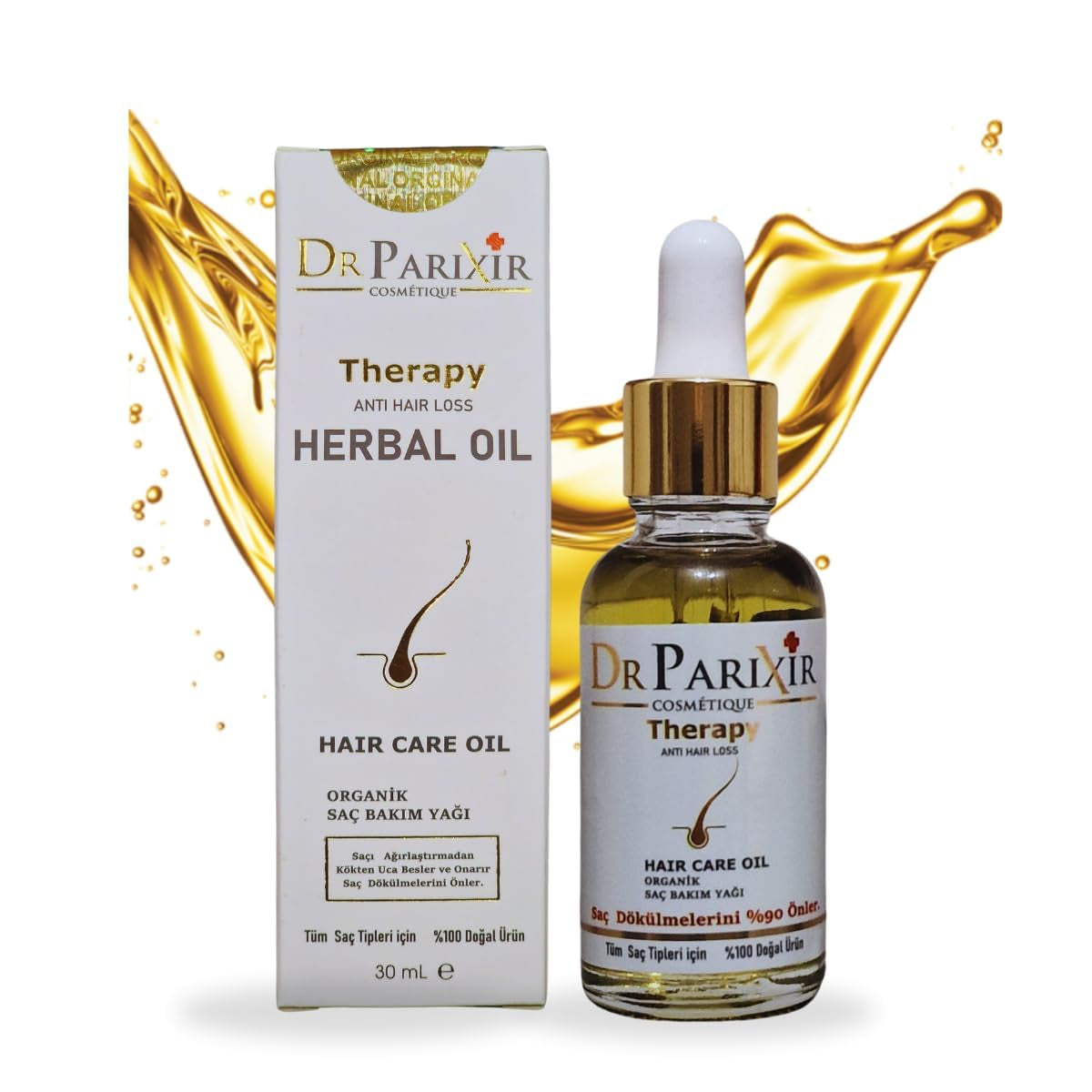 Dr Parixir Serum Przeciw Wypadaniu Włosów - Skuteczny roztwór z oliwą z oliwek i rozmarynem, 30ml | Zmniejsza wypadanie włosów i wzmacnia cebulki włosów. Domyślny tytuł sklepu Naty Shop Hair Care