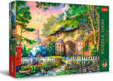 Trefl Premium plus Quality - Puzzle Tea Time: Domy Stoney Lane - 1000 elementów, Seria nostalgicznie malowanych obrazów, Idealne dopasowanie elementów, Dla dorosłych i dzieci od 12 lat Puzzle Naty Shop Domyślny tytuł