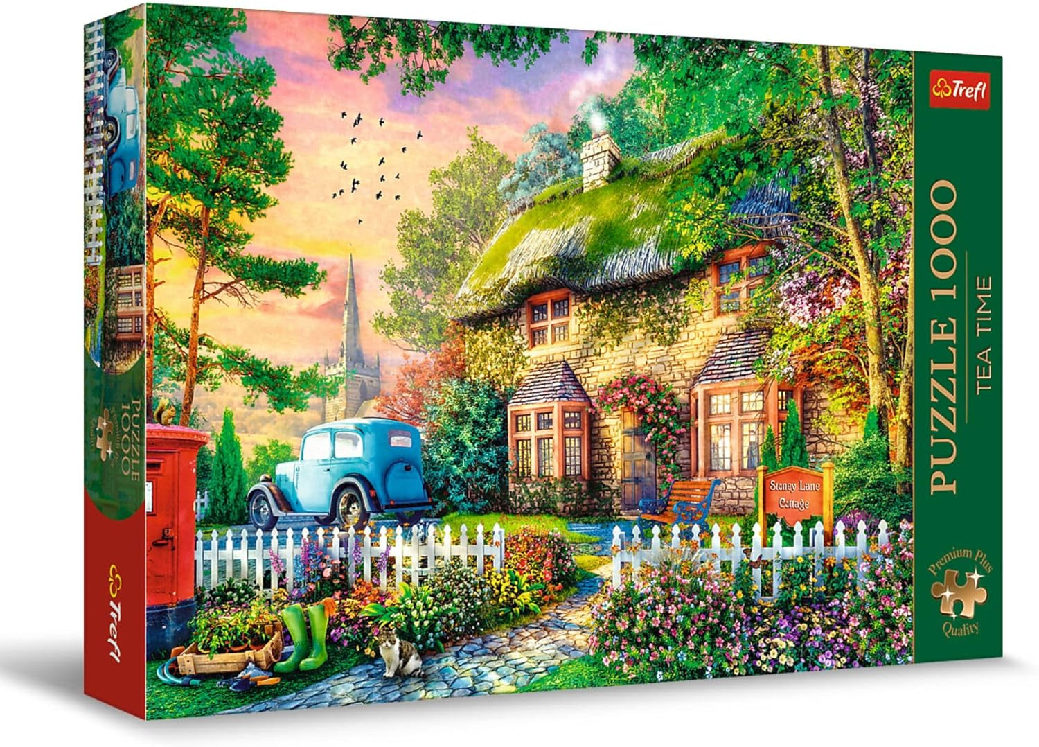 Trefl Premium plus Quality - Puzzle Tea Time: Domy Stoney Lane - 1000 elementów, Seria nostalgicznie malowanych obrazów, Idealne dopasowanie elementów, Dla dorosłych i dzieci od 12 lat Puzzle Naty Shop Domyślny tytuł