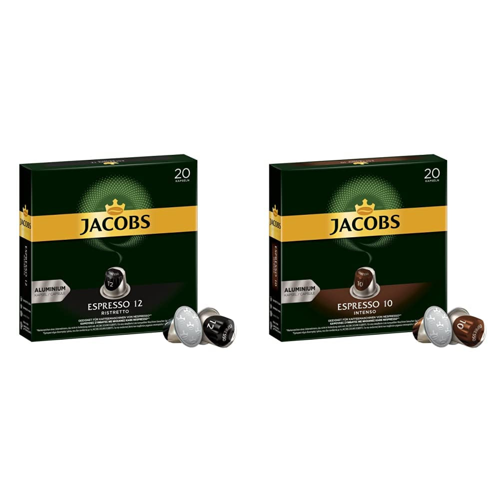 Kaffeekapseln Espresso Ristretto, Intensität 12 z 12, 10 x 20 Getränke & Kaffeekapseln Espresso Intenso, Intensität 10 z 12, 200 Kapseln kompatybilny z Nespresso®*, 10 x 20 Getränke