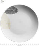 MĘSER 931215 Pięknie zdobiony zestaw zastawy stołowej dla 6 osób, łączony serwis 30 sztuk, o kształtach bezramowych, porcelana, biały