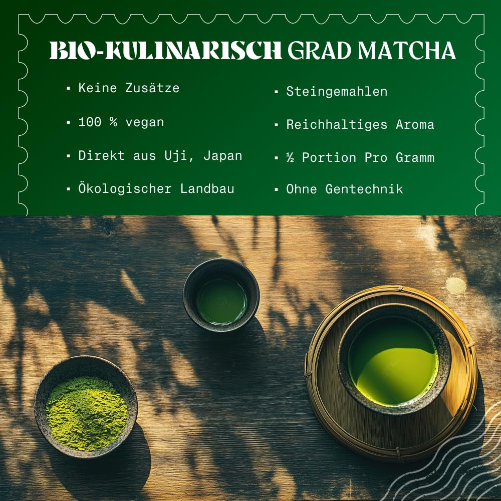 Naturalebio BIO Herbata zielona w proszku 100 g. Do gotowania i pieczenia. Oryginalna japońska matcha. Zielona herbata z Japonii, wegańska, bezglutenowa i bez GMO. Naturalny produkt organiczny.