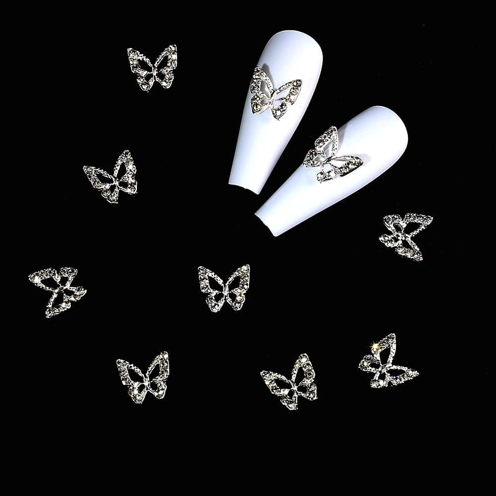 10 sztuk Stop Motyl Ozdoby do paznokci Metalowe ozdoby do paznokci Kamienie do diamentów Gwoździe Klejnoty Biżuteria do paznokci Ozdoby artystyczne Tworzenie biżuterii artystycznej do paznokci