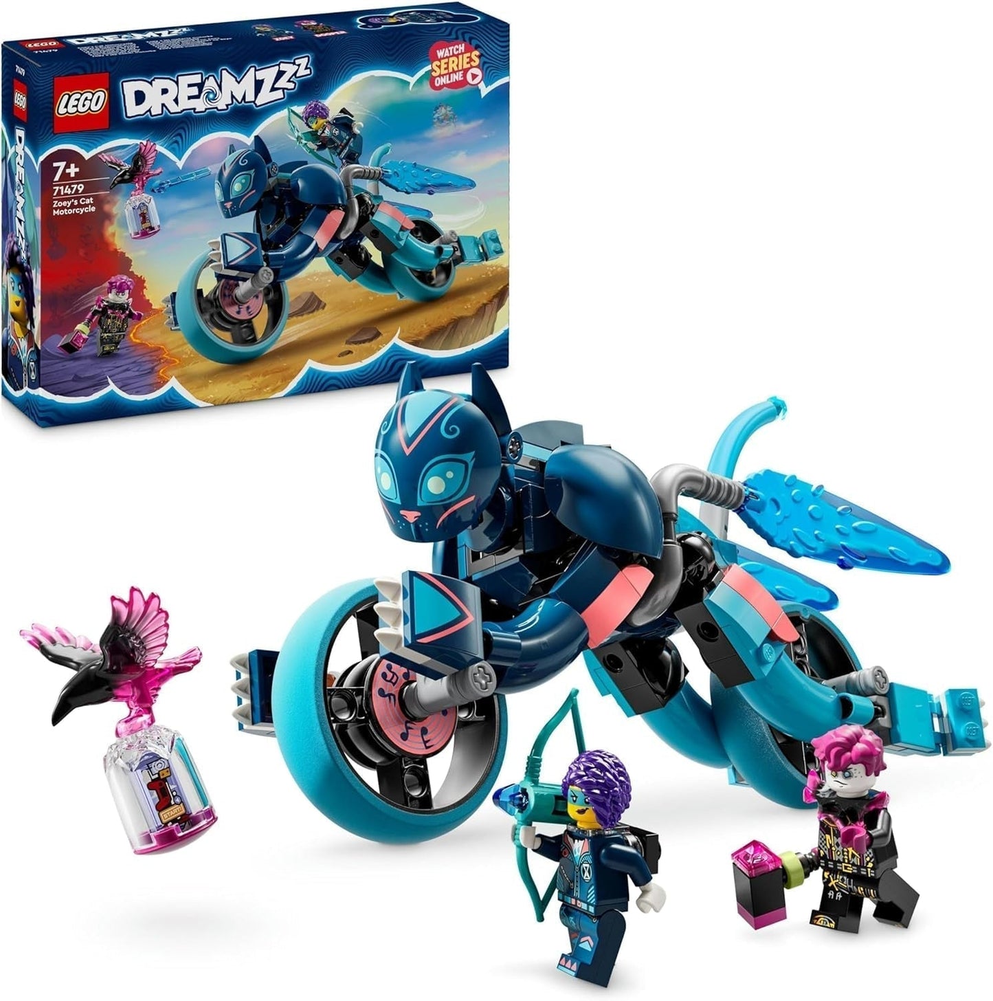 Motocykl z kotem Zoey LEGO Dreamzzz 2 w 1 prezent dla dzieci w wieku powyżej 7 lat Model zwierzęcia Klocki Zabawka Motocykl Zestaw fantasy dla chłopców i dziewcząt 71479 Zestawy do budowania Beuche den LEGO-Store Default Title