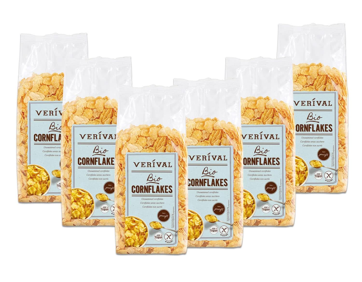 Verival Płatki kukurydziane niesłodzone opakowanie 6 x 250 gramów Cereale Naty Shop