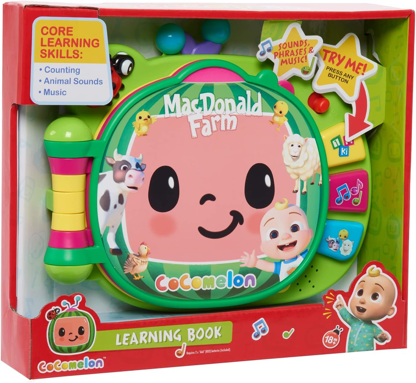 CoComelon, książeczka edukacyjna J.J, funkcje edukacyjne i elektronika, zabawka dla dzieci od 18 miesiąca, CCM10 (wersja francuska) Bebe Toys Naty Shop