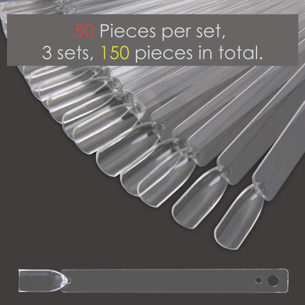 150 Stück Nail Art Tips Pierścień w sztyfcie, Przezroczysta Farbe Karte Platten Nagelleck Display Ring Sticks, Nagel Salon Übungen Display Tipsy