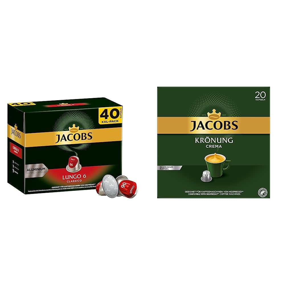 Kaffeekapseln Lungo Classico (nur für kurze Zeit) Megapack XXL i Kaffeekapseln Krönung Crema, 200 Kapseln kompatybilnych z Nespresso, 10er Pack, 10 x 20 Getränke, 1040 g