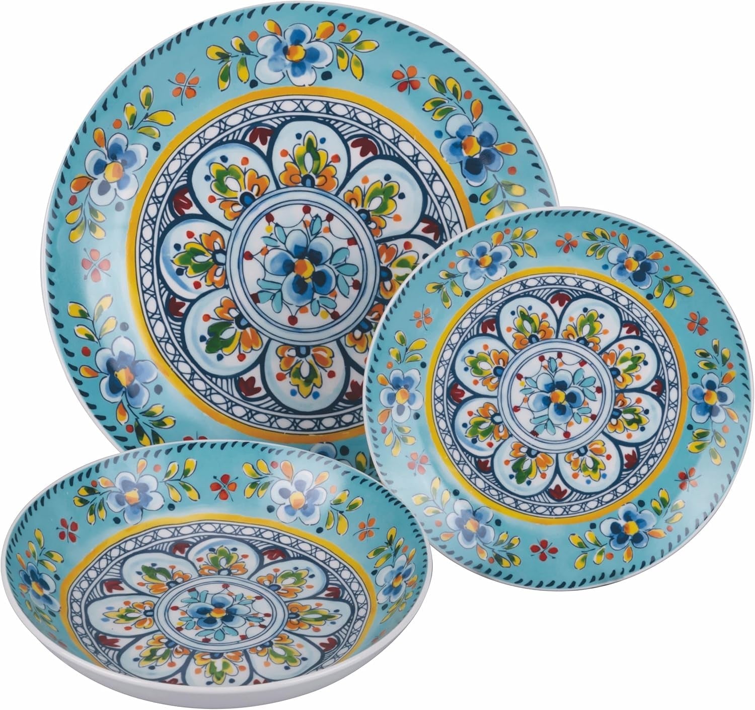 Serwis obiadowy porcelanowy 18 szt., 6 różnych kompletów talerzy, Andaluzja