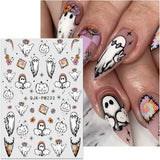 JMEOWIO Nagelsticker Halloween 9 Blatt Nail Art Naklejka Selbstklebend Nagelaufkleber Süßes Gespens Kürbis Dekoration Nageldesign Zubehör