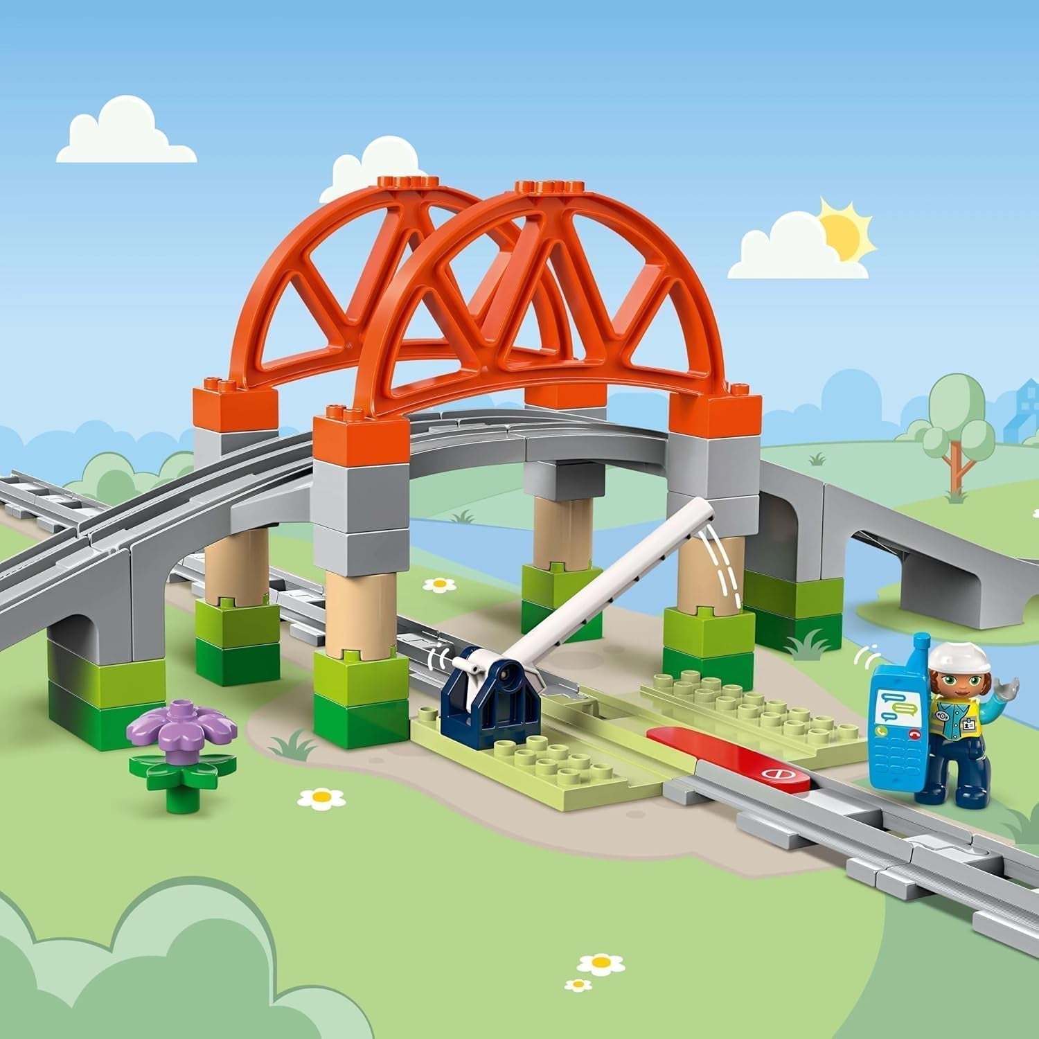 LEGO DUPLO Miejski most kolejowy i tory — zestaw rozszerzający, prezent dla dzieci od 2 lat, zestaw do budowania i rekonstrukcji, zestaw rozwojowy dla przedszkolaków, zabawka edukacyjna 10426 Zestawy do budowania Besuche den LEGO-Store