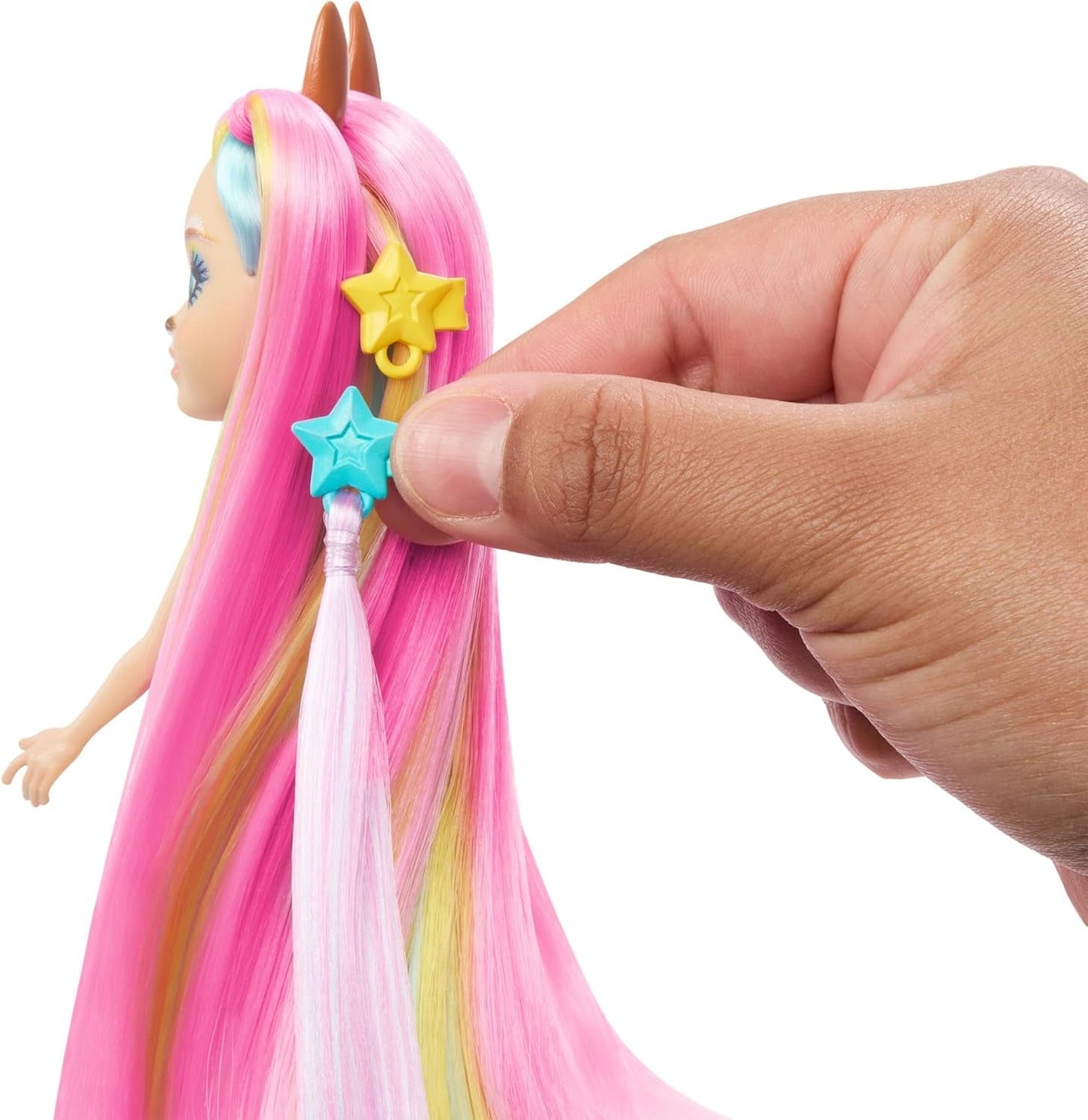 Lalki Enchantimals, lalka Sunshine Beach Deluxe z włosami i przyjacielem zwierząt, mała lalka z odpinaną spódnicą i akcesoriami, prezenty dla dzieci, lalki HTJ70 Naty Shop