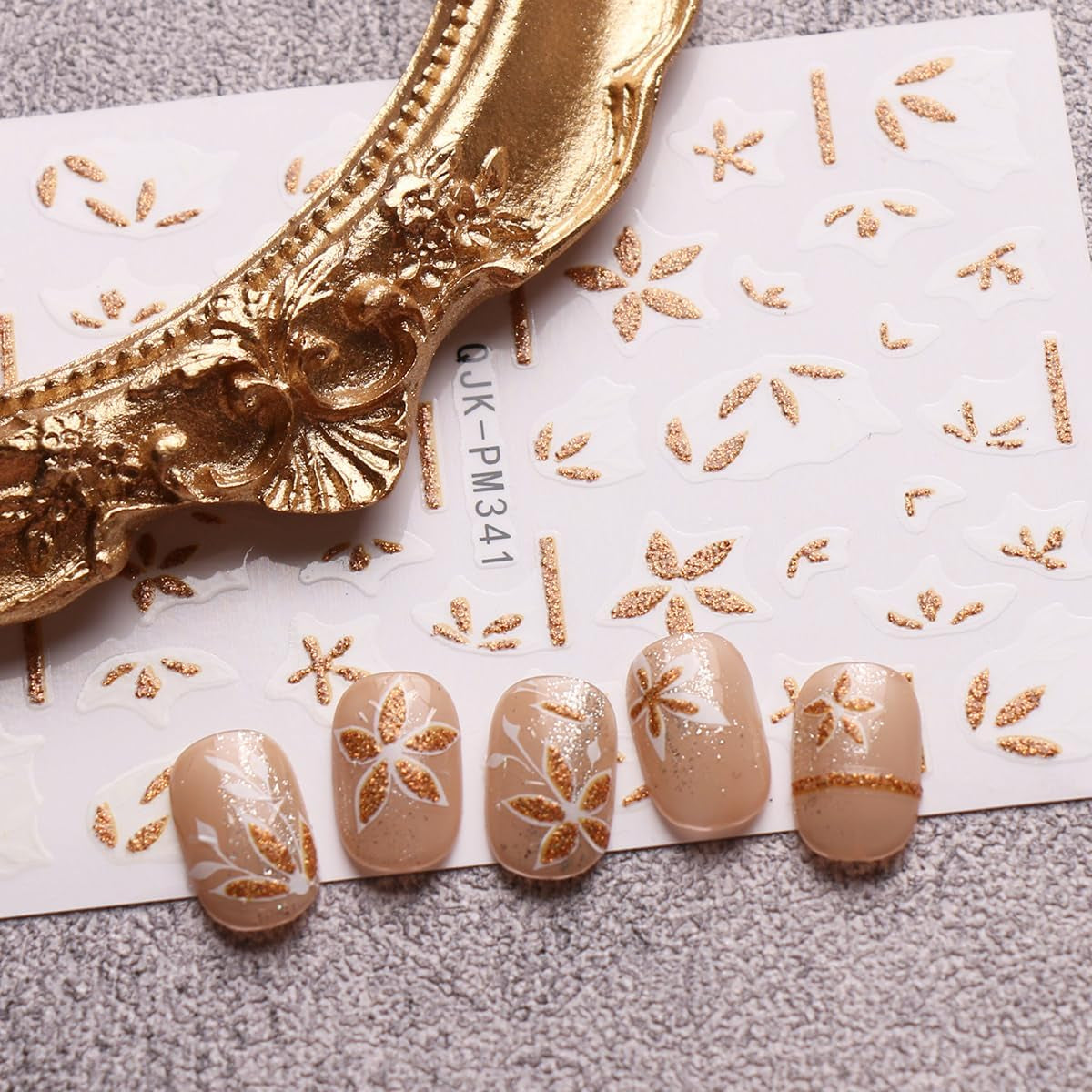 JMEOWIO Nagelsticker Blumen Glitzer 9 Blatt Nail Art Naklejka Selbstklebend Nagelaufkleber Frühling Sommer Blumen Dekoration Nageldesign Zubehör