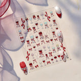 JMEOWIO 3D Nagelsticker Roter Kelch Mit Schleife Nail Art Naklejka Selbstklebend Nagelaufkleber 5D Stereoskopisch Dekoration Nageldesign Zubehör 1 Blatt