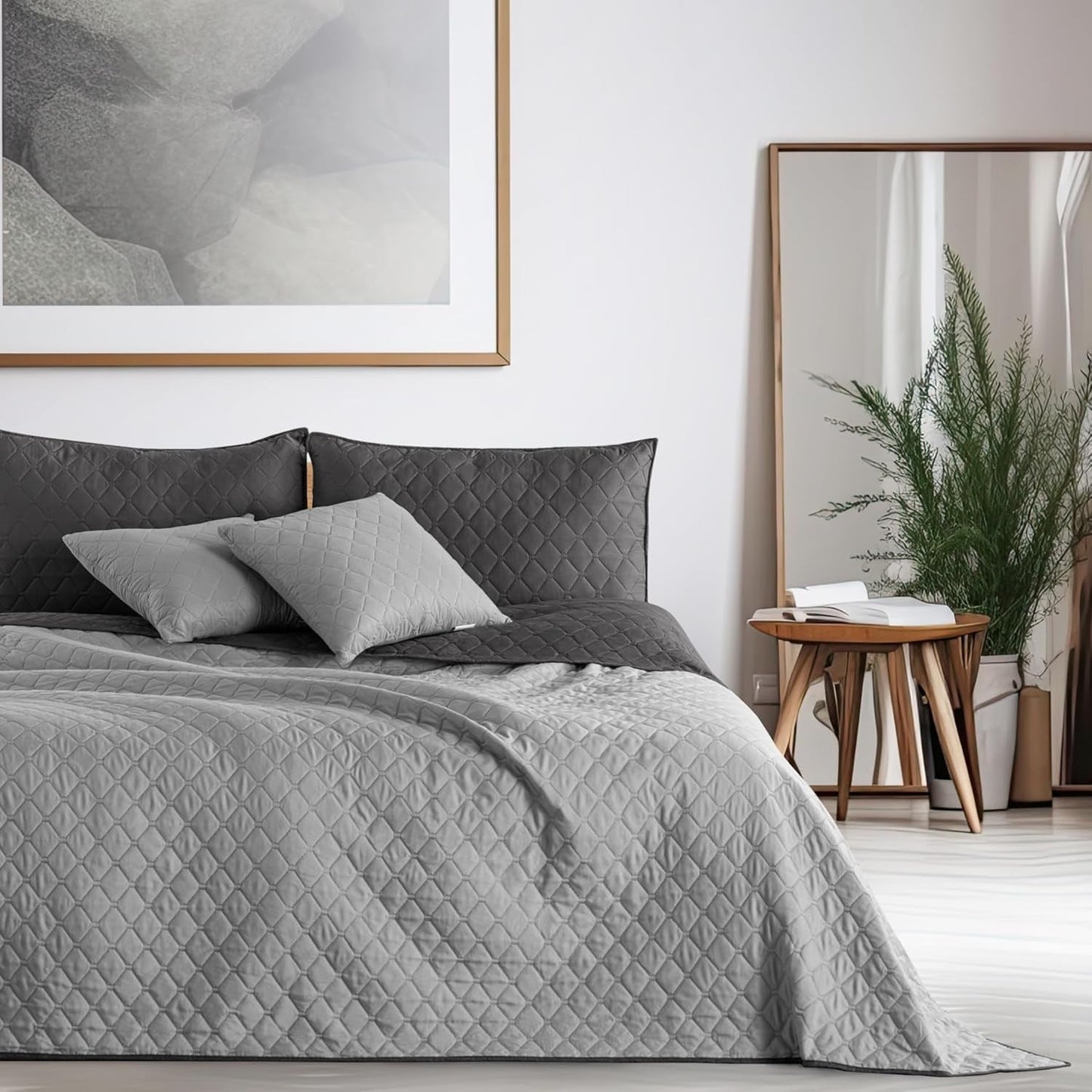 Narzuta Decoking 200 X 220 cm Grafit Antracyt Srebrnoszary Dwustronna narzuta łatwa w utrzymaniu Axel Łóżka i koce Besuche den DecoKing-Store