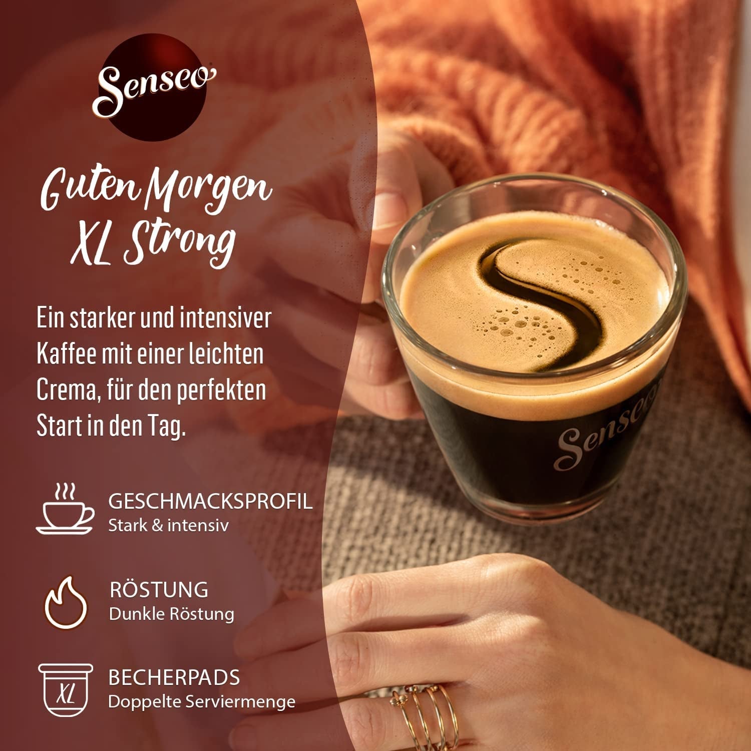 Podkładki Senseo Guten Morgen Strong XL, 5 x 10 Getränke, 50 kapsułek Kaffeepad