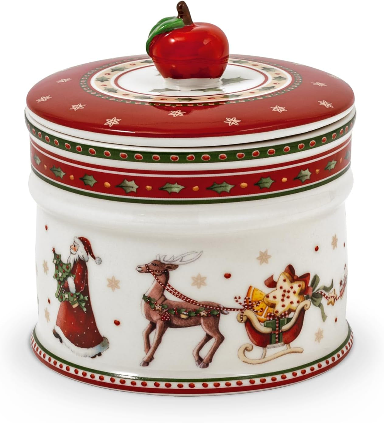 Villeroy & Boch - Małe pudełko do przechowywania Winter Bakery Delight, ceramiczne pudełko na świąteczne ciasteczka, pudełko świąteczne, pudełko na ciasteczka, pudełko na ciasteczka, pudełko ceramiczne z pokrywką, przechowywanie słodyczy, najwyższej jakości porcelanowe pudełka do przechowywania żywności Naty Shop S