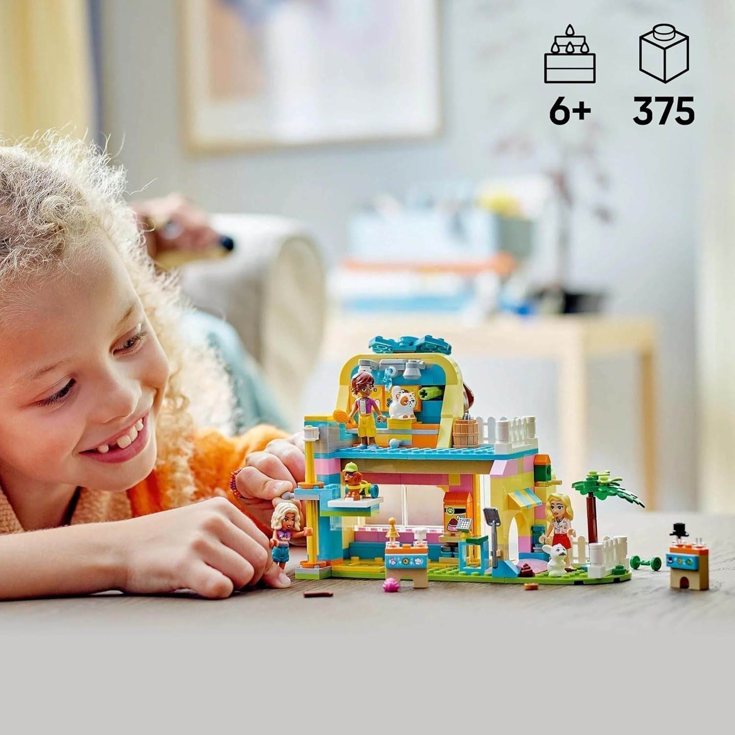 LEGO Friends Sklep z akcesoriami dla zwierząt Zestaw do zabawy w udawanie Zabawka edukacyjna dla 6-letnich dziewczynek 3 minifigurki i 3 figurki zwierząt Kot Pies Królik Pomysł na prezent dla dzieci 42650 Zestawy do budowania Besuche den LEGO-Store