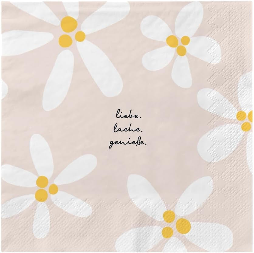 Grafik Werkstatt Serviettes Mit Spruch Groß | 20 sztuk | 16,5 x 16,5 cm | Kolorowe | Miłość. Śmiech. Cieszyć się.